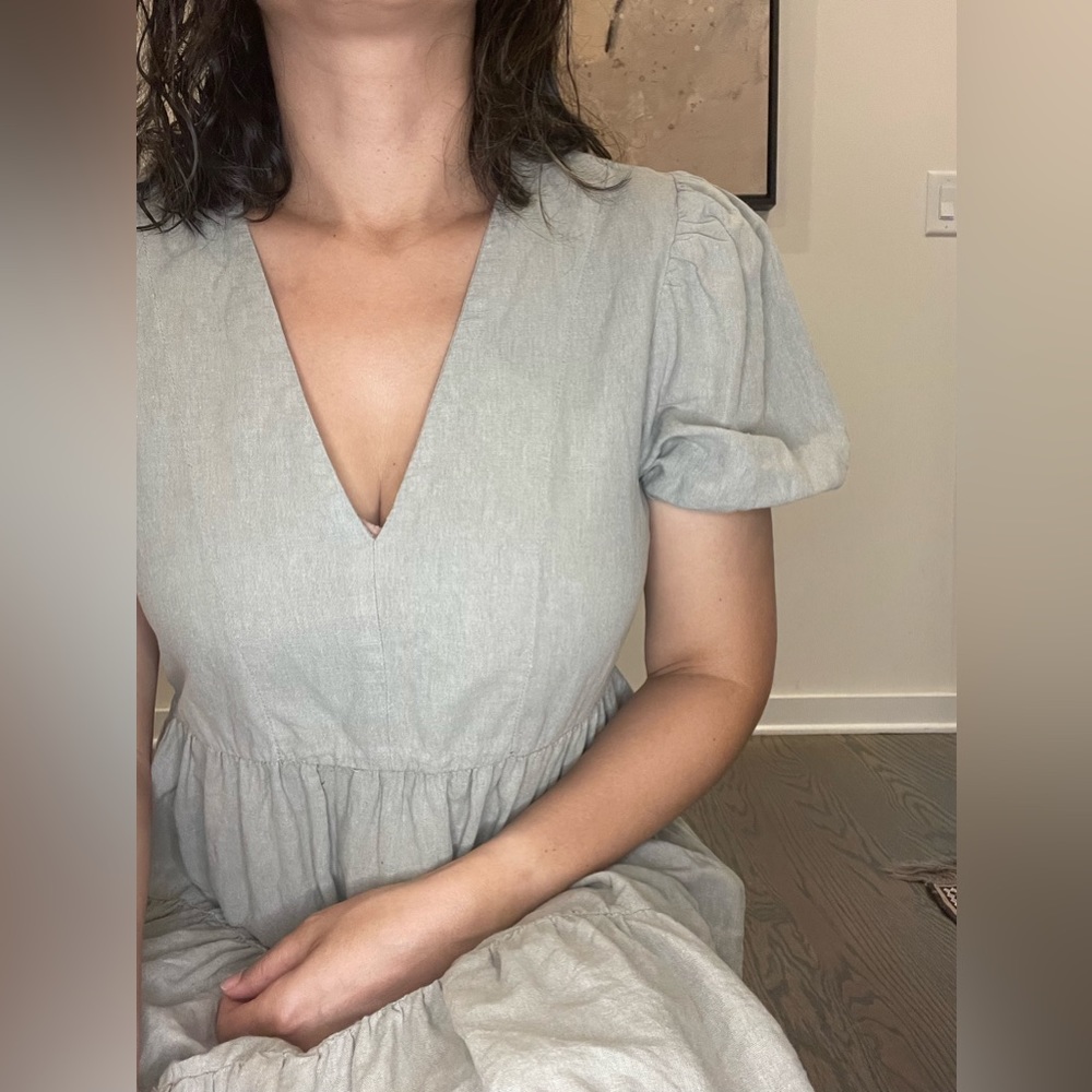 Zara tiered linen dress